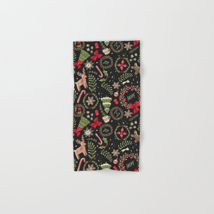 Magical Christmas - Black Bath Towel Gallery Image 1