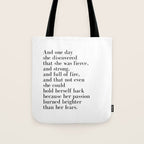 And one day she discovered that she was fierce Tote Bag Gallery Image 1