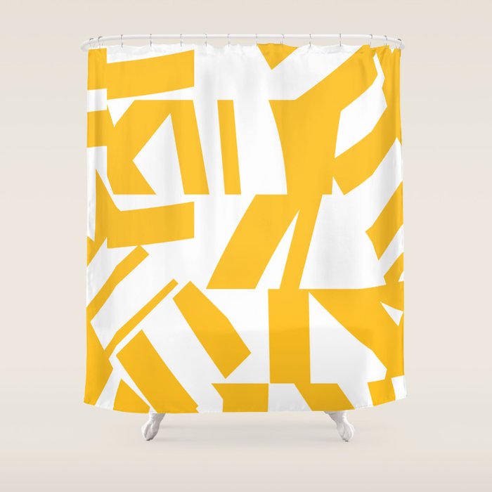 Geometric Pattern 04 Yellow Shower Curtain Gallery Image 1