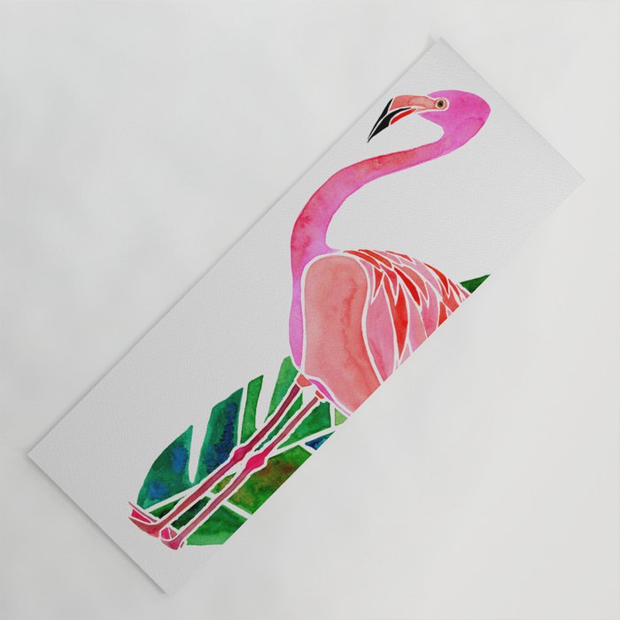 Flamingo and Banana Leaf Yoga Mat Gallery Image 1