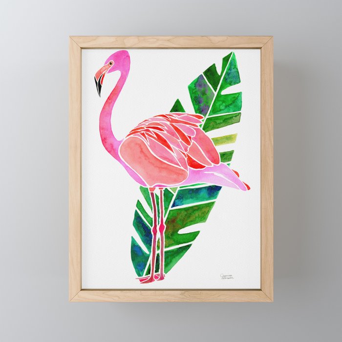 Flamingo and Banana Leaf Mini Art Print Gallery Image 1