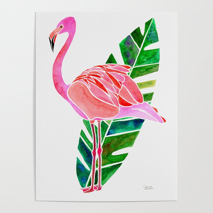 Flamingo and Banana Leaf Poster Gallery Image 1