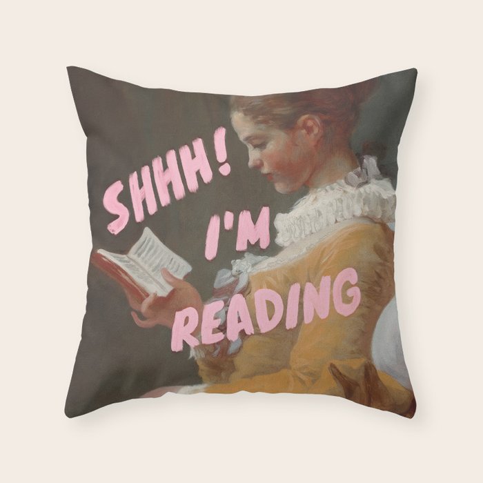 SHHH I'm Reading Throw Pillow Gallery Image 1