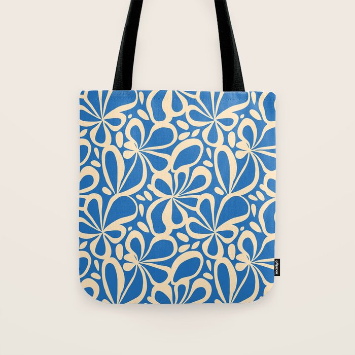 Blue abstract flower art pattern Tote Bag Gallery Image 1