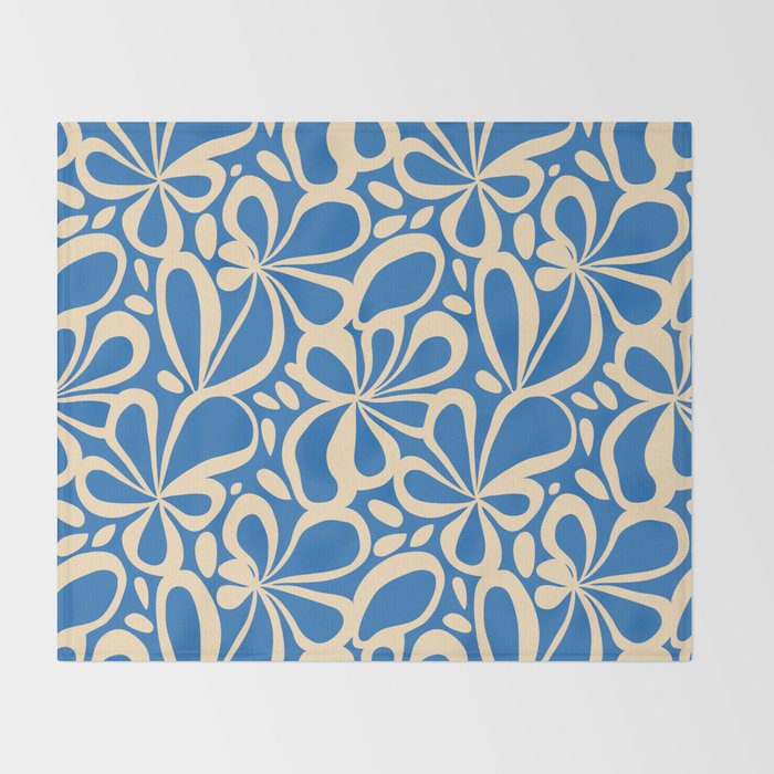 Blue abstract flower art pattern Throw Blanket Gallery Image 2