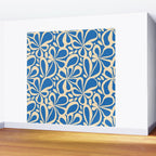Blue abstract flower art pattern Wall Mural Gallery Image 2