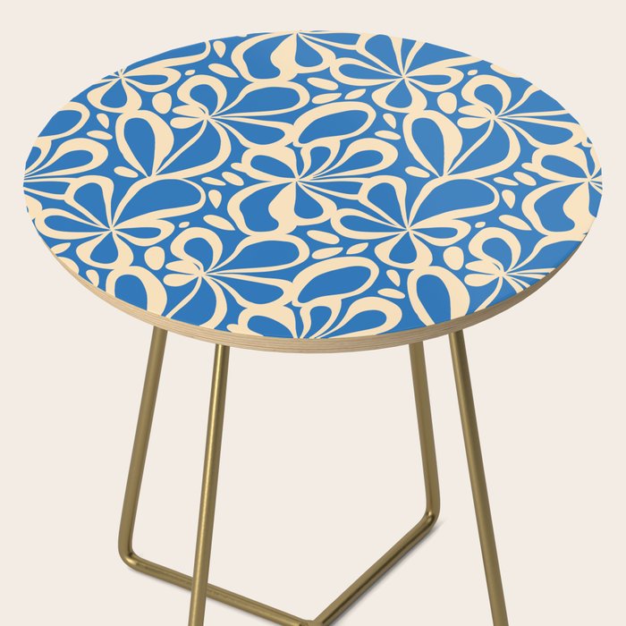 Blue abstract flower art pattern Side Table Gallery Image 2