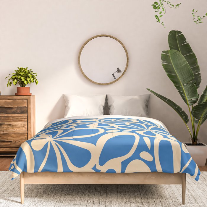Blue abstract flower art pattern Comforter Gallery Image 3