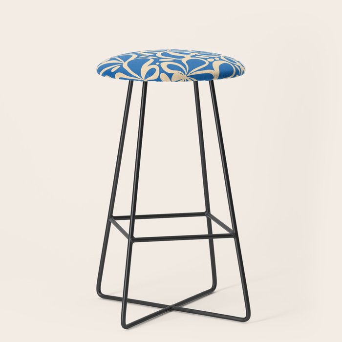 Blue abstract flower art pattern Stool Gallery Image 1