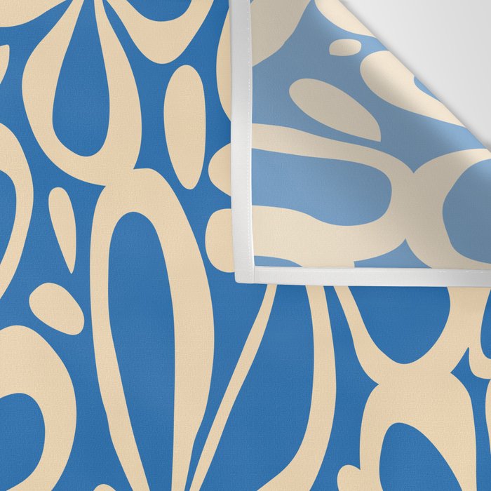 Blue abstract flower art pattern Wall Tapestry Gallery Image 3