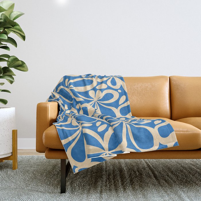 Blue abstract flower art pattern Throw Blanket Gallery Image 1