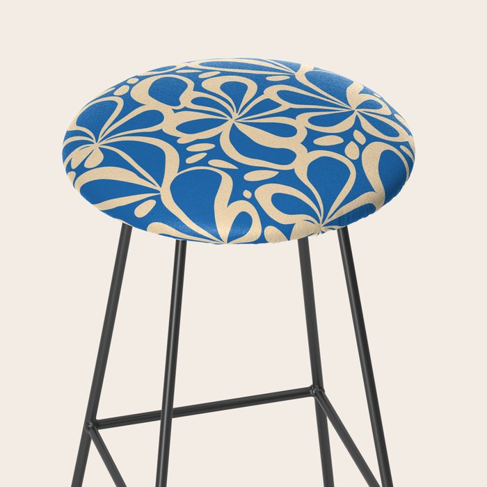 Blue abstract flower art pattern Stool Gallery Image 2
