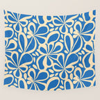 Blue abstract flower art pattern Wall Tapestry Gallery Image 4