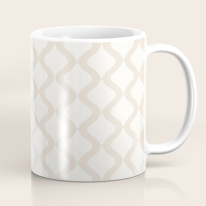 Alva Pattern - Vintage Neutral White Coffee Mug Gallery Image 1