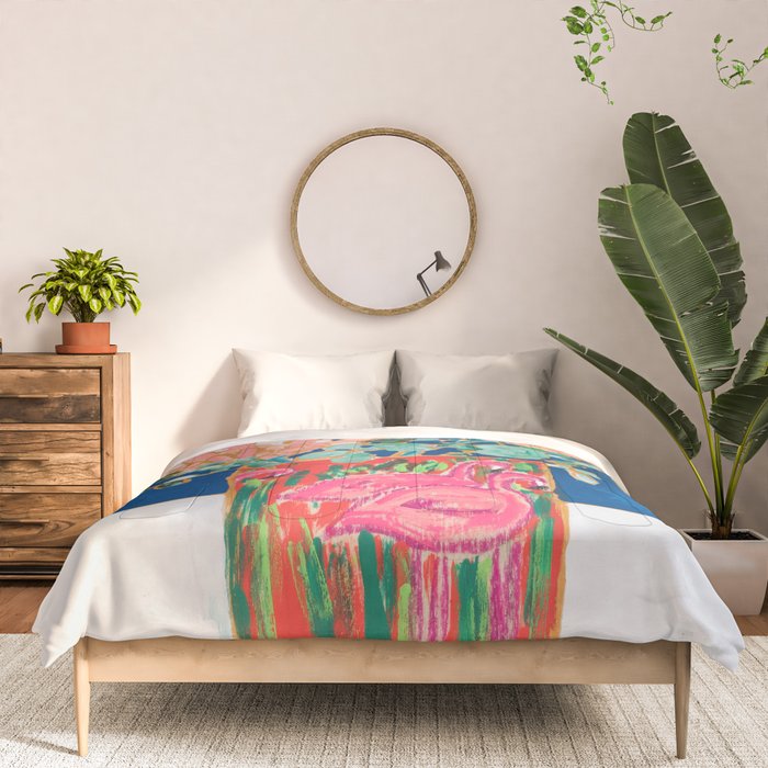 Protea in Enamel Flamingo Tumbler Painting Comforter Gallery Image 3