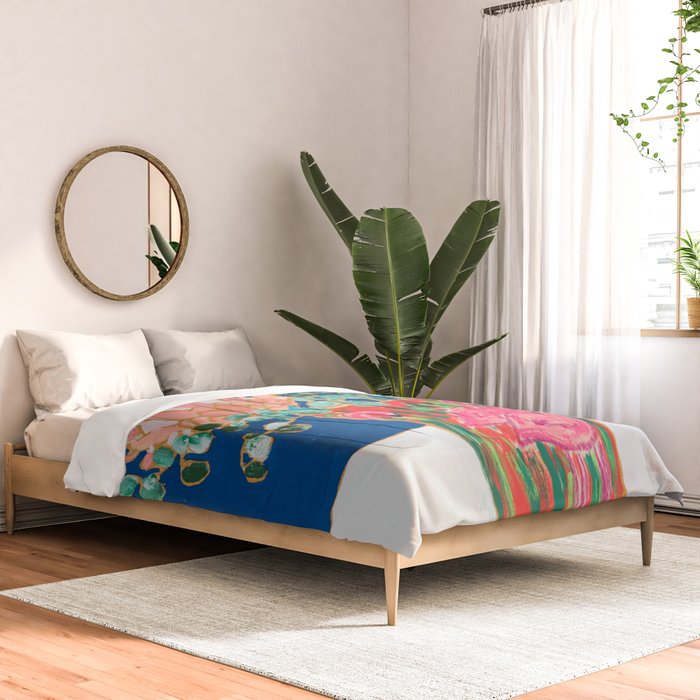 Protea in Enamel Flamingo Tumbler Painting Comforter Gallery Image 2