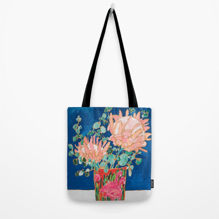 Protea in Enamel Flamingo Tumbler Painting Tote Bag Gallery Image 2