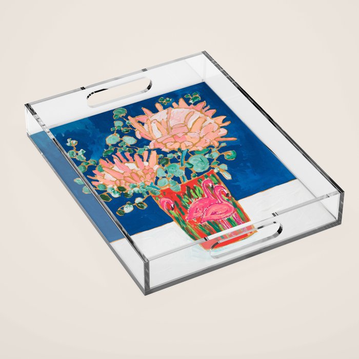 Protea in Enamel Flamingo Tumbler Painting Acrylic Tray Gallery Image 1