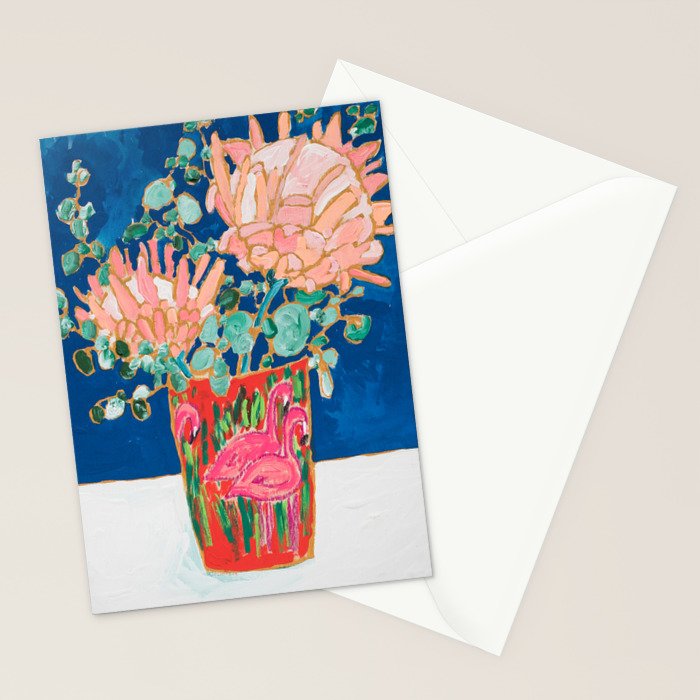 Protea in Enamel Flamingo Tumbler Painting Stationery Card Gallery Image 2