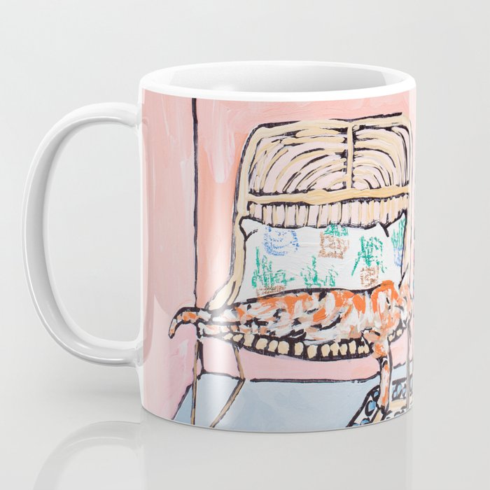 Two Chairs and a Napping Ginger Cat Coffee Mug Gallery Image 3