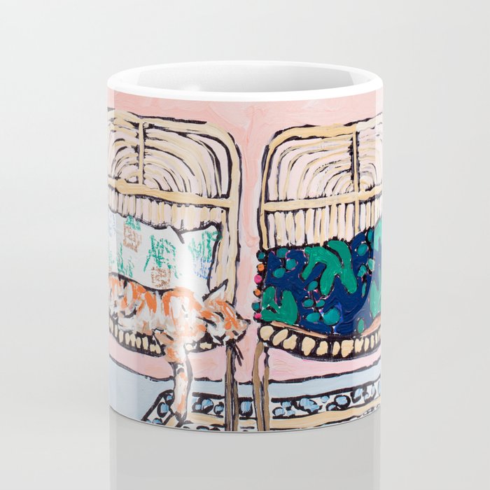 Two Chairs and a Napping Ginger Cat Coffee Mug Gallery Image 4