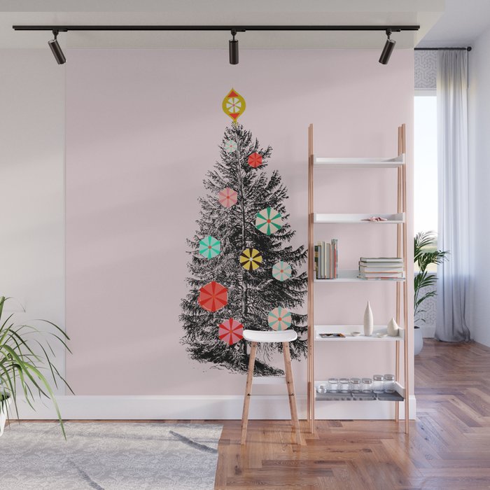 Retro Christmes tree no2 Wall Mural Gallery Image 1