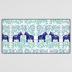 Swedish Dala Horses - Navy & Blue Palette Desk Mat Gallery Image 3