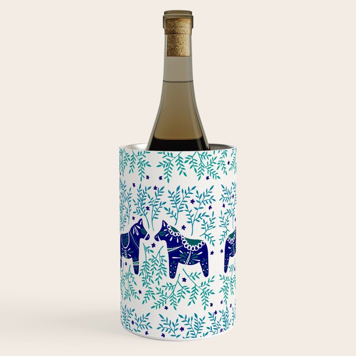 Swedish Dala Horses - Navy & Blue Palette Wine Chiller Gallery Image 3