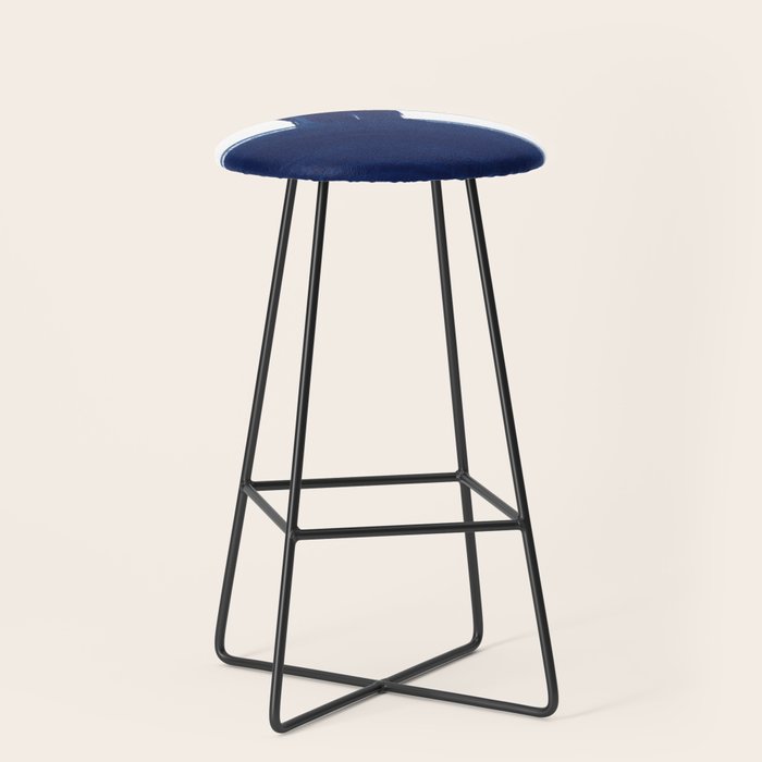 Indigo Abstract Brush Strokes | No. 3 Stool Gallery Image 1