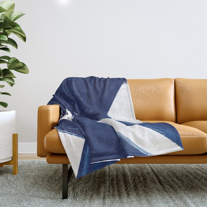 Indigo Abstract Brush Strokes | No. 3 Throw Blanket Gallery Image 1