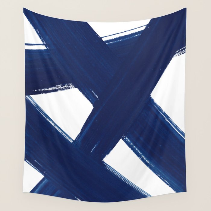 Indigo Abstract Brush Strokes | No. 3 Wall Tapestry Gallery Image 4
