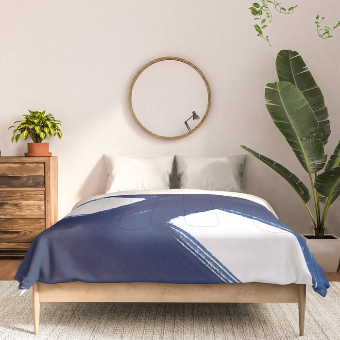 Indigo Abstract Brush Strokes | No. 3 Comforter Gallery Image 3