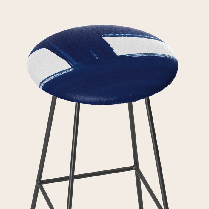 Indigo Abstract Brush Strokes | No. 3 Stool Gallery Image 2