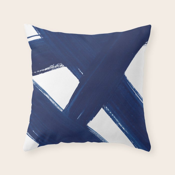 Indigo Abstract Brush Strokes | No. 3 Throw Pillow Gallery Image 6