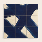 Indigo Abstract Brush Strokes | No. 3 Wood Wall Art Gallery Image 1
