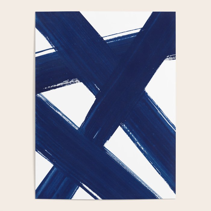 Indigo Abstract Brush Strokes | No. 3 Poster Gallery Image 1