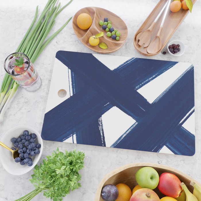 Indigo Abstract Brush Strokes | No. 3 Cutting Board Gallery Image 2