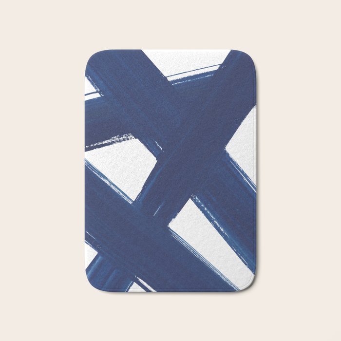 Indigo Abstract Brush Strokes | No. 3 Bath Mat Gallery Image 1