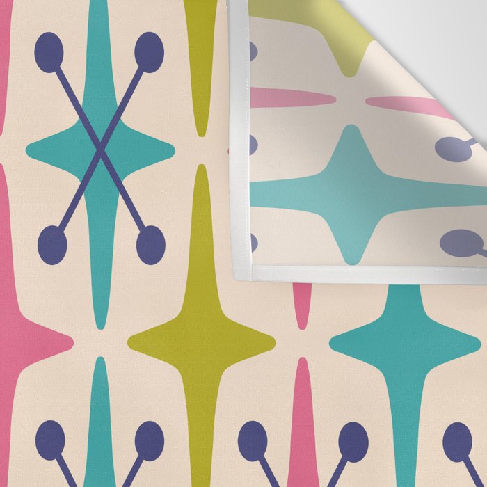 Mid Century Modern Abstract Starburst Pattern 942 Populuxe Pink Green and Blue Wall Tapestry Gallery Image 3