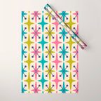 Mid Century Modern Abstract Starburst Pattern 942 Populuxe Pink Green and Blue Wrapping Paper Gallery Image 1