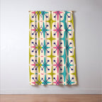 Mid Century Modern Abstract Starburst Pattern 942 Populuxe Pink Green and Blue Window Curtain Gallery Image 3