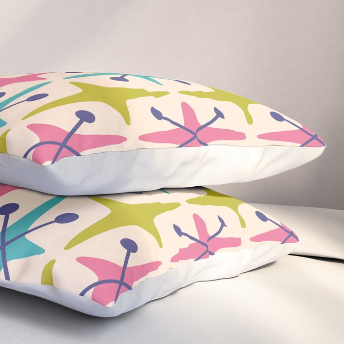 Mid Century Modern Abstract Starburst Pattern 942 Populuxe Pink Green and Blue Pillow Sham Gallery Image 3