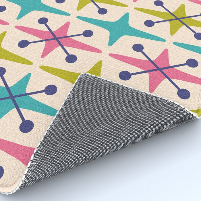 Mid Century Modern Abstract Starburst Pattern 942 Populuxe Pink Green and Blue Rug Gallery Image 4