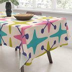 Mid Century Modern Abstract Starburst Pattern 942 Populuxe Pink Green and Blue Tablecloth Gallery Image 3