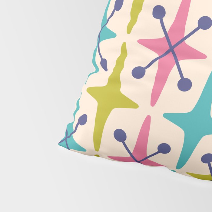 Mid Century Modern Abstract Starburst Pattern 942 Populuxe Pink Green and Blue Pillow Sham Gallery Image 4