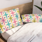 Mid Century Modern Abstract Starburst Pattern 942 Populuxe Pink Green and Blue Pillow Sham Gallery Image 2