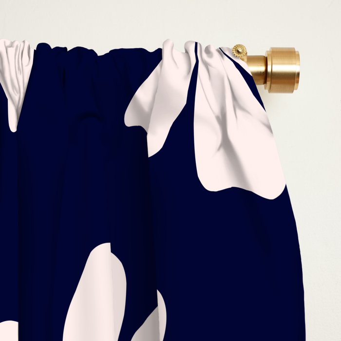 Retro Daisy  Pattern - White and Navy  Window Curtain Gallery Image 2