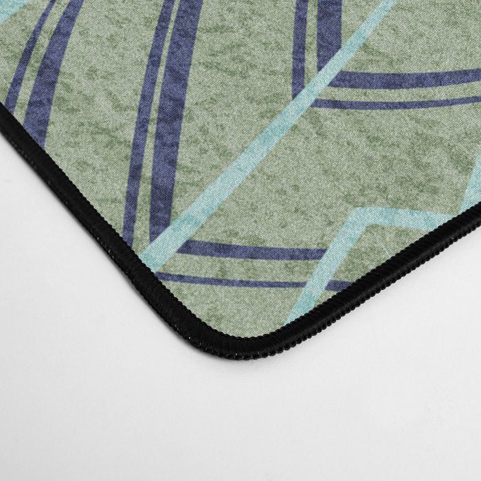 Leaf wall // navy blue pine and sage green leaves mint lines Desk Mat Gallery Image 4
