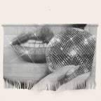 Disco Ball Female Lips - Black And White Modern Wall Art Photograph - Home Decor Wall Hanging Gallery Image 1