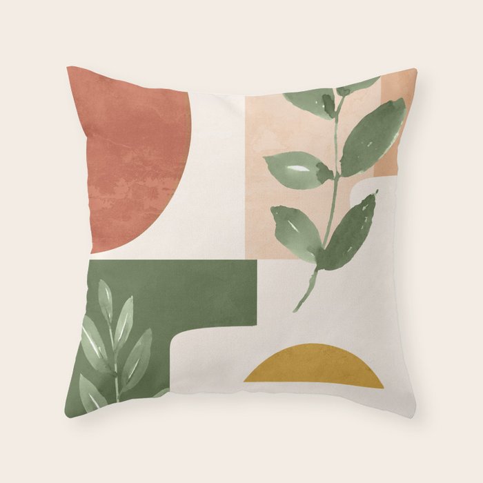 Abstract Shapes and Leaves Throw Pillow Gallery Image 6
